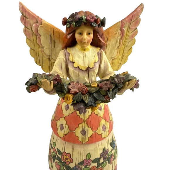 2002 Heartwood Creek Angel of Gratefulness Jim Shore Statue Angel With Flowers - Picture 6 of 8